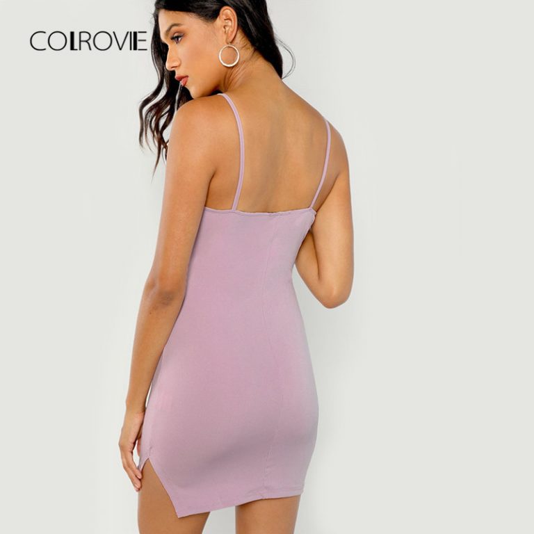 Form Fitting Slit Hem Cami Dress Womens Webstore